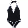 Maillot de bain une pièce push up noir et blanc