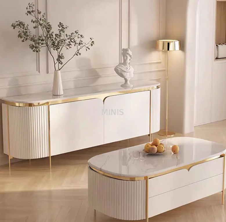 Salon/Lobby Armoire blanche moderne Meuble TV/Table basse 