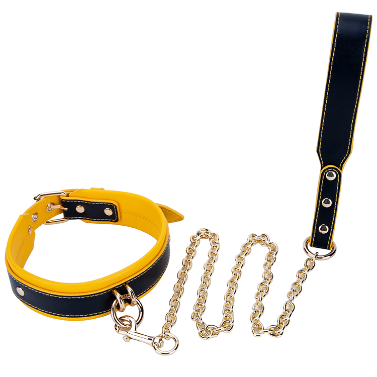 Adult 2PCS Yellow and Black BDSM SM Bondage Kit Choker and Handcuff Set for Sexy Couple Games and Bondage Fetish Play