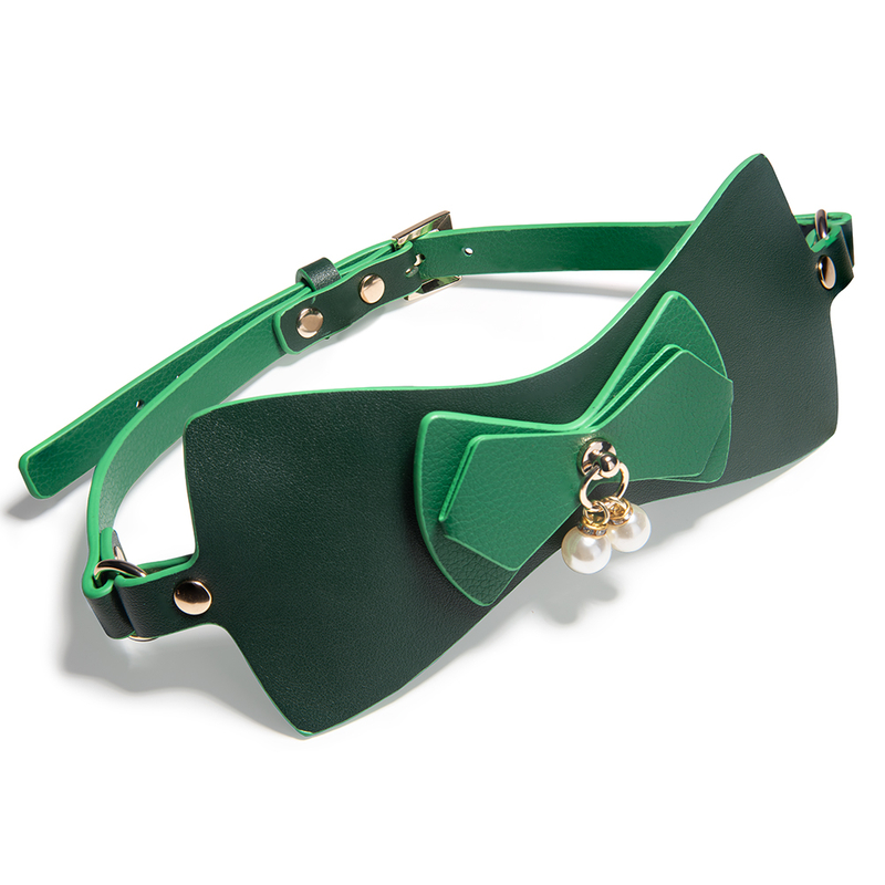 7PCS Unlock a Realm of Sensory Delight with This Elegant Green Bow Bondage with Adorned Bondag