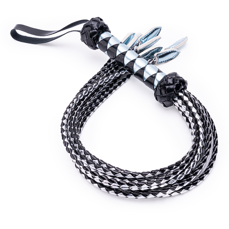 Black and Sliver Flog Style Beautiful BDSM Heart Passion PU Leather BDSM Whip