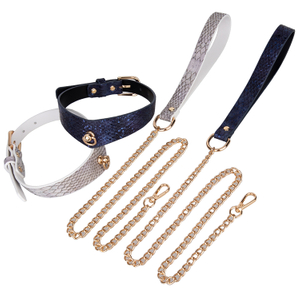 Top Snake Pattern PU Leather Bondage Collar Restraint Neck Collar for Couples' BDSM Exploration