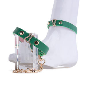 Soft Adjustable Green Ankle Cuffs SM Bondage Restraints Set