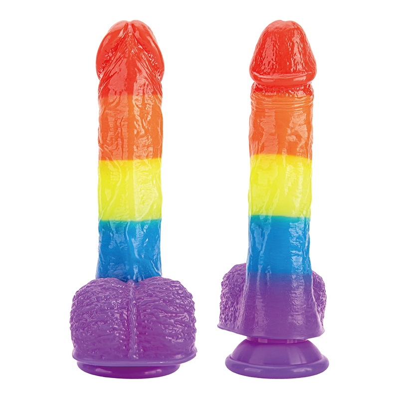 Colorful Rainbow Soft Jelly Real Penis Dildo Female Masturbation 