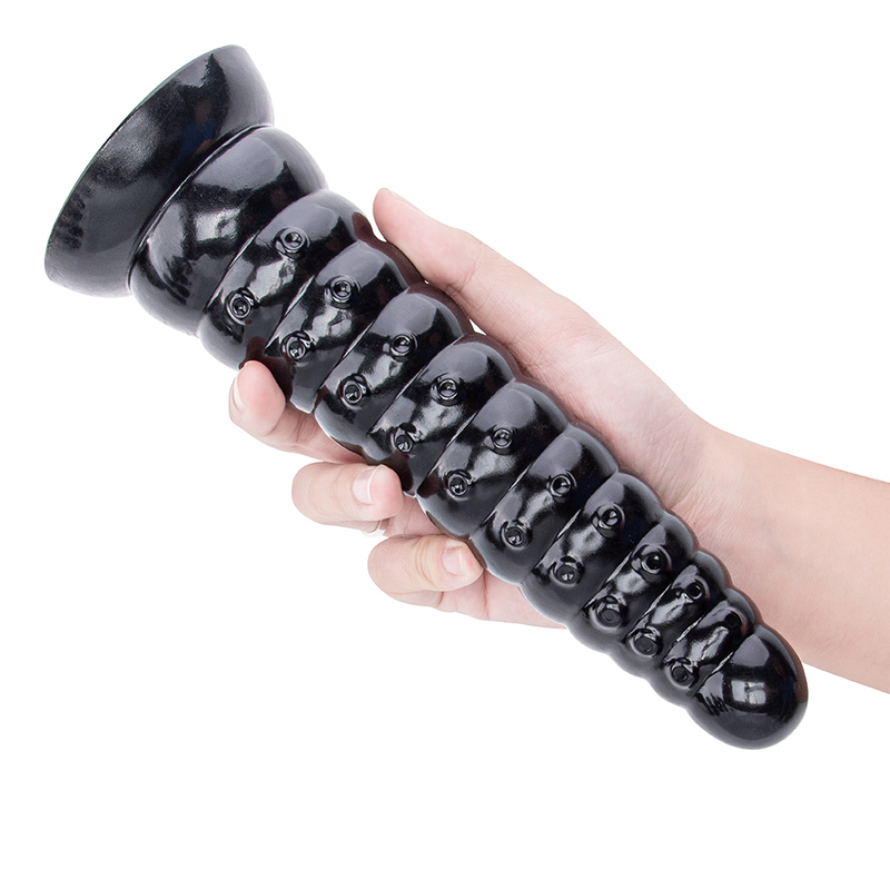 Extra Large Beaded Black PVC Fist Dildo Huge Prostate Massager for Couples