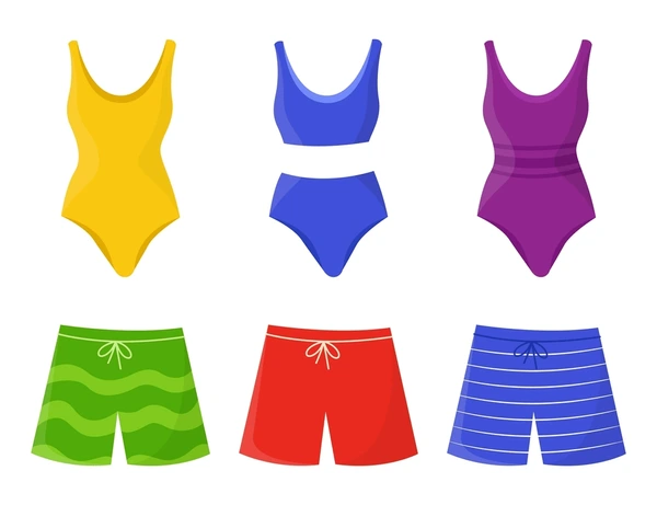 illustrations vectorielles de maillots de bain masculins et féminins