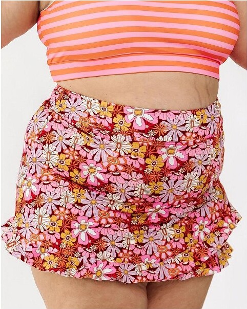 lime ricki swimwear lime ricki women groovy bloom ultra high wait skirt w bottom xl