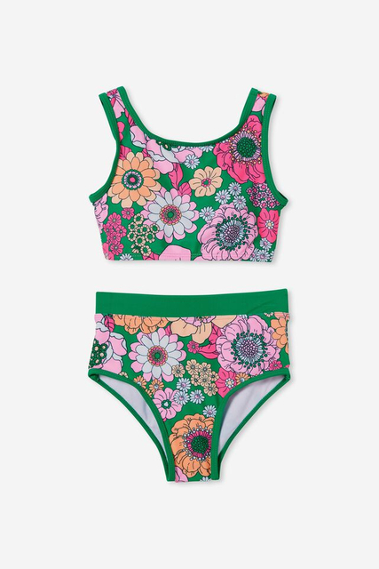 Bañador niña estampado verde