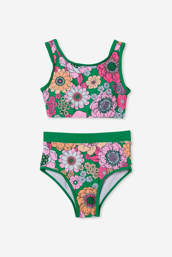 Bañador niña estampado verde