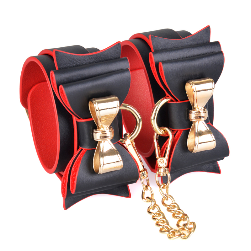 3PCS Black andRed SM Bondage Restraints Set Choker and Handcuff Kit for Couples BDSM Play