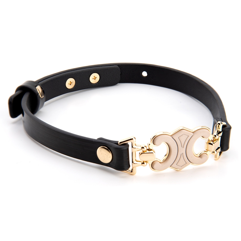 High Quality Black PU Leather Iron Collar with Adjustable Buckle Gothic BDSM Bondage Choker Necklace for Couples
