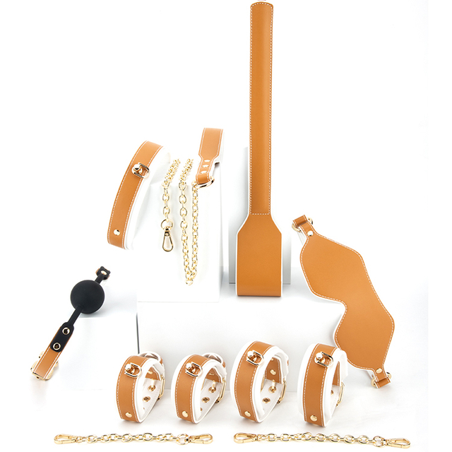 6PCS Yellow BDSM Bondage Kit Sexy Couple Adult Toys for SM Fetish Roleplay and Bondage Slave Play Perfect Present Gift