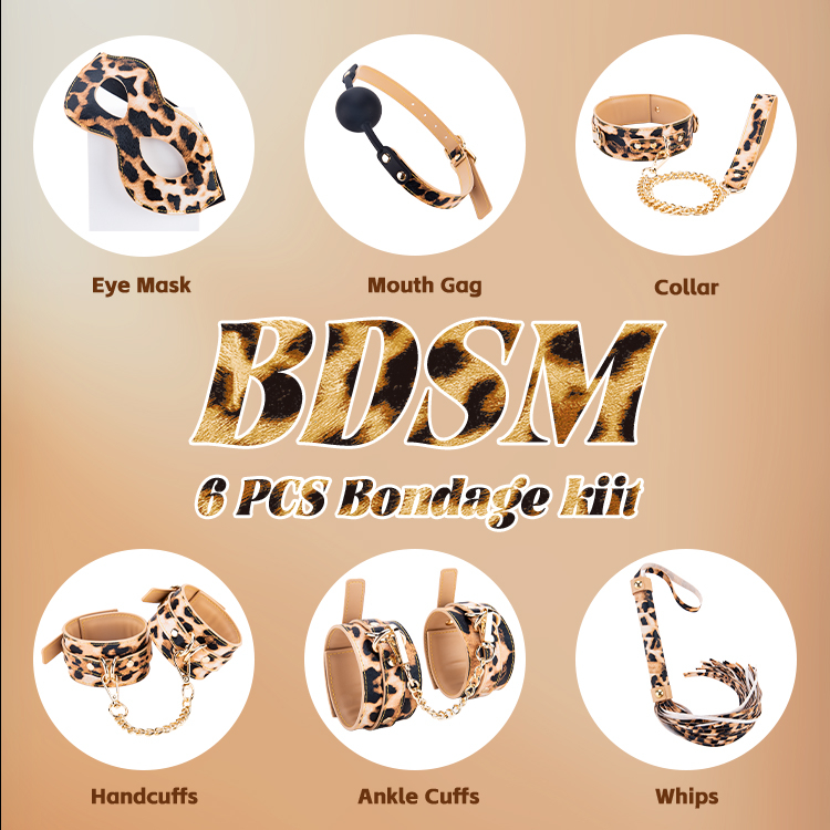 6PCS BDSM Adult Cosplay Bondage Set 6 Piece Collection for Couples' Flirting and SM Adventures