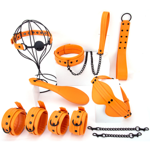 7PCS Factory Priced Orange Pumpkin Velvet Bdsm Bondage Kits 