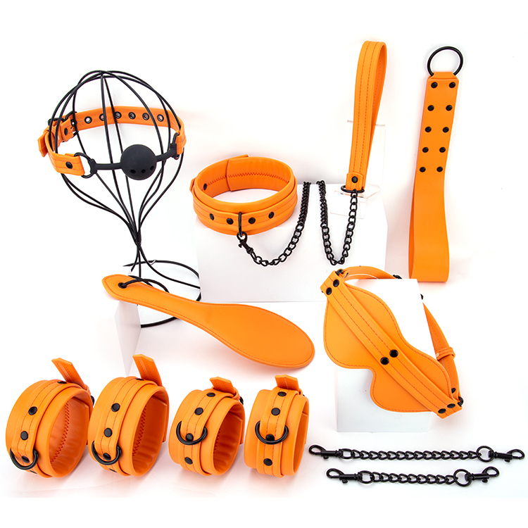 7PCS Factory Priced Orange Pumpkin Velvet Bdsm Bondage Kits 