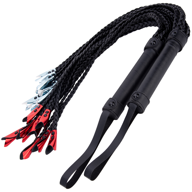 Sensual PU Leather Horse Harness Bull Whip with Spanking Tassel Handle for BDSM Bondage