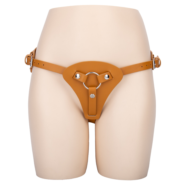 Women's Soft Leather Pants with Silicone Base for Intimate Pleasure