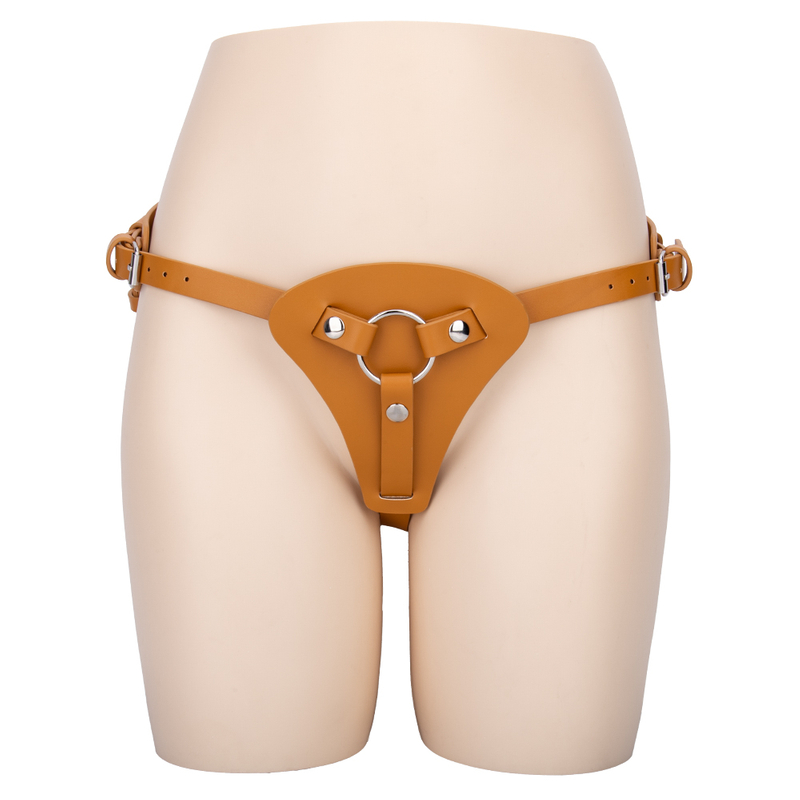 Women's Soft Leather Pants with Silicone Base for Intimate Pleasure