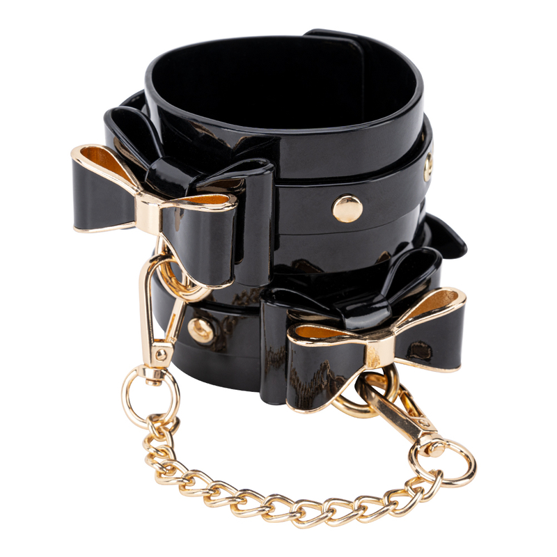 7PCS Sleek Black PU Leather Couple's Bondage Kit with Restraints for Pleasurable Adult SM Play