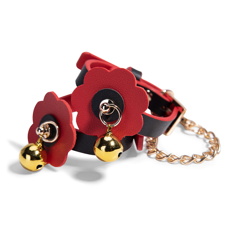 Soft Adjustable Red Ankle Cuffs With Bells SM Bondage Restraints Set