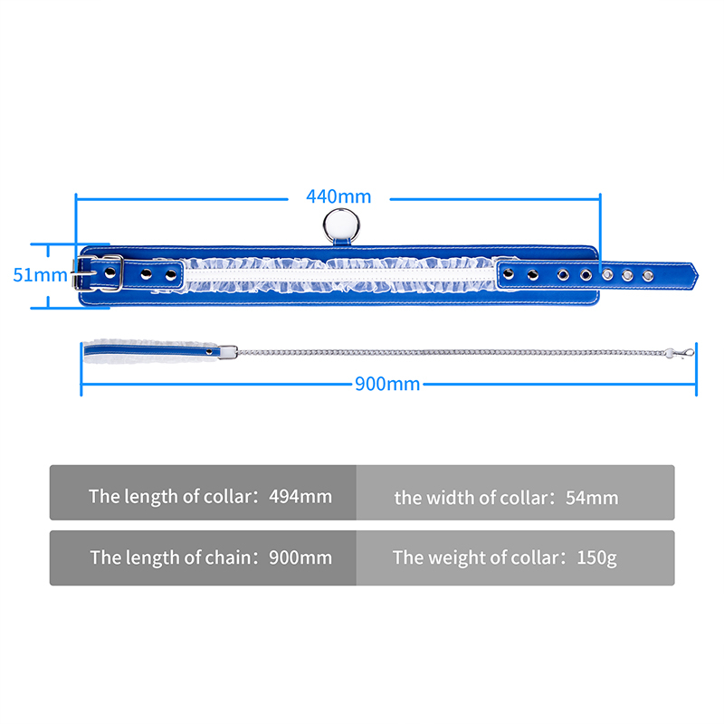 Blue Lace BDSM Collar Women Roleplay Sex Toys Adjustable Slave Restraints Adult Products SM Bondage Collar for Couples