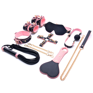 8PCS Bondage Kits PU Leather Restraint Set Fetish BDSM