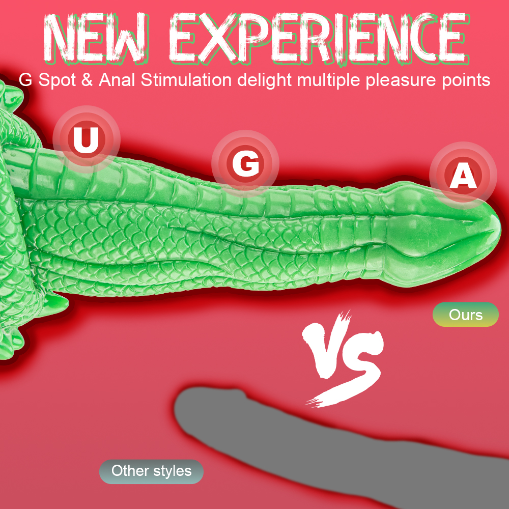 Snake Pattern Flexible Silicone Alien Penis Dildo Lifelike Cock with Strong Suction Cup for Women's