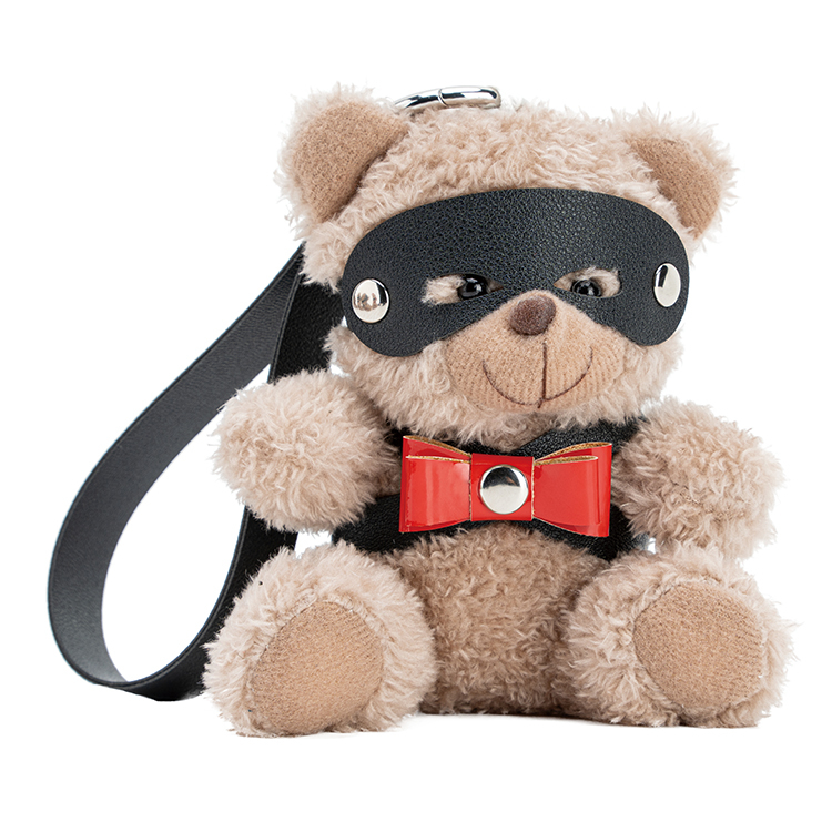 Key Chain PU Leather BDSM Bear With Bow