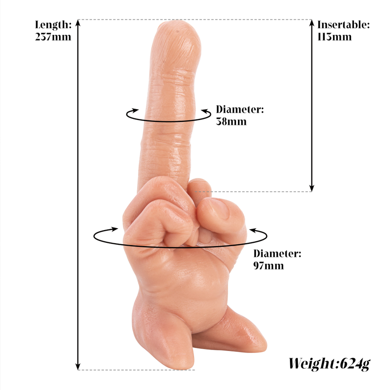 Finger Style Middle Silicone Rubber Realistic Penis Adult Toy Dildo