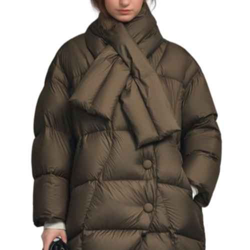 Scarf Collar Puffer Jacket کت پفی یقه روسری