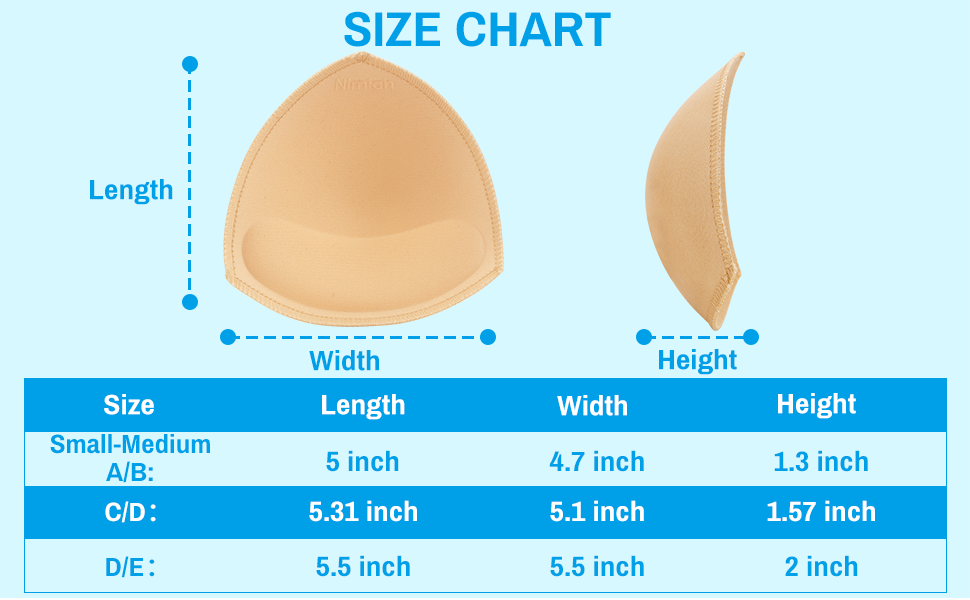 swimsuit bra insert size cahrt