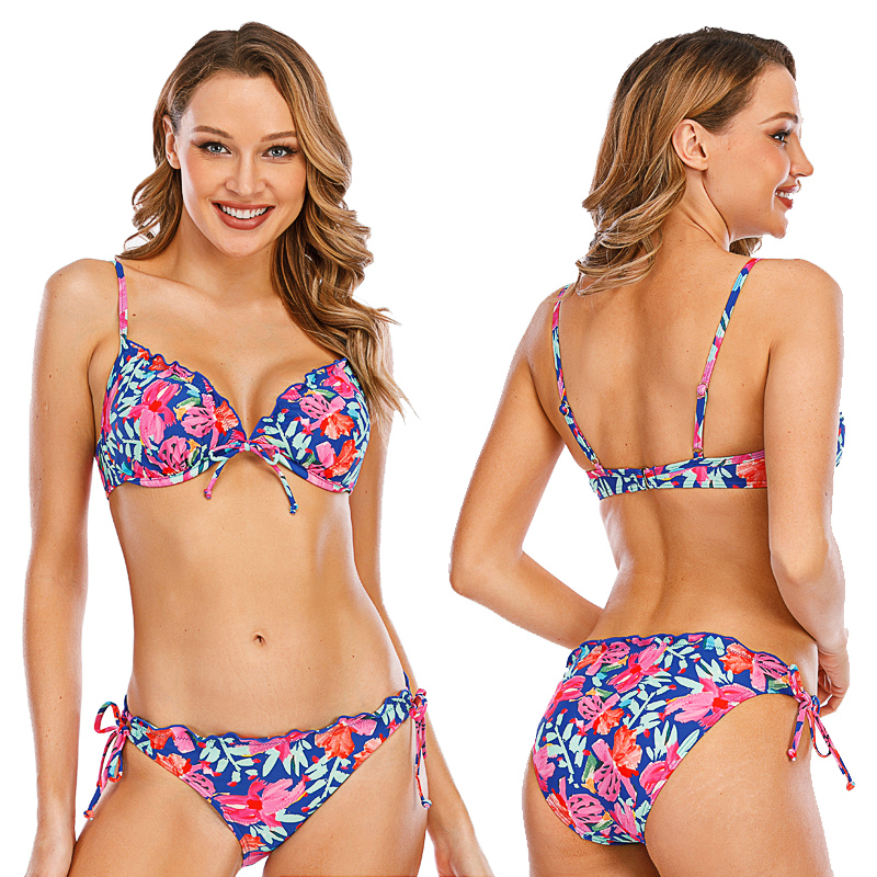 Women Ruffles Wire Bikini Set