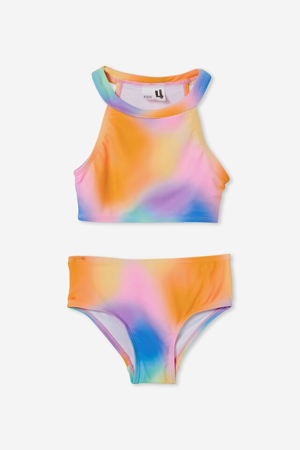 Maillots de bain fille arc-en-ciel à col haut