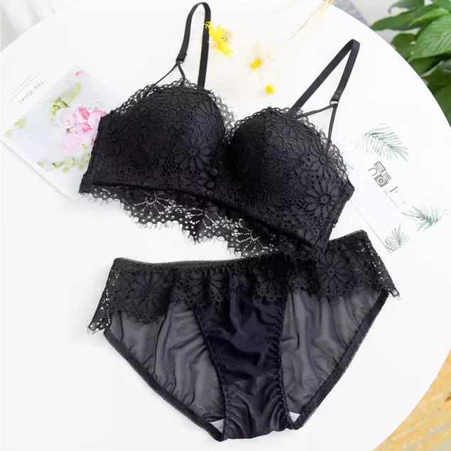 Conjunto de sujetador panty para mujer negro