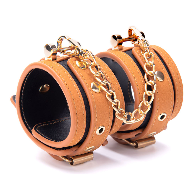 PU Leather Handcuffs Adult Erotic Toys for BDSM Restraint and SM Bondage