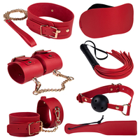 7PCS Red Female Bondage Kit Sexy Couple Adult Toys for Bondage Game Present Gift Premium BDSM Bondage Set