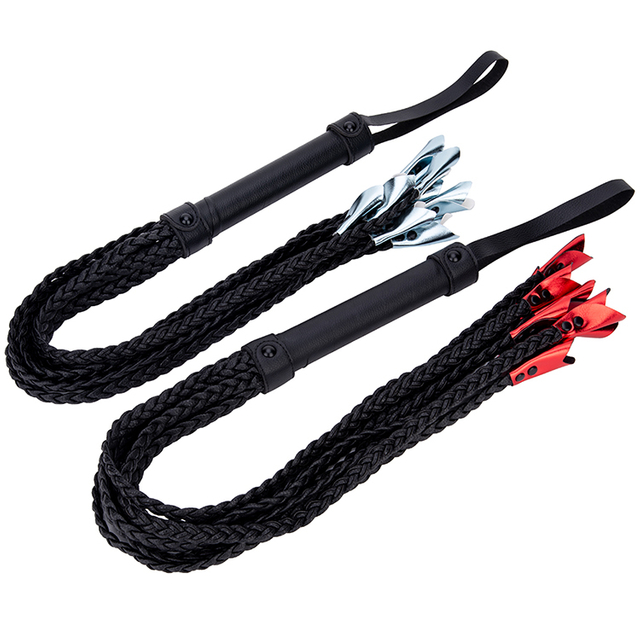 Sensual PU Leather Horse Harness Bull Whip with Spanking Tassel Handle for BDSM Bondage
