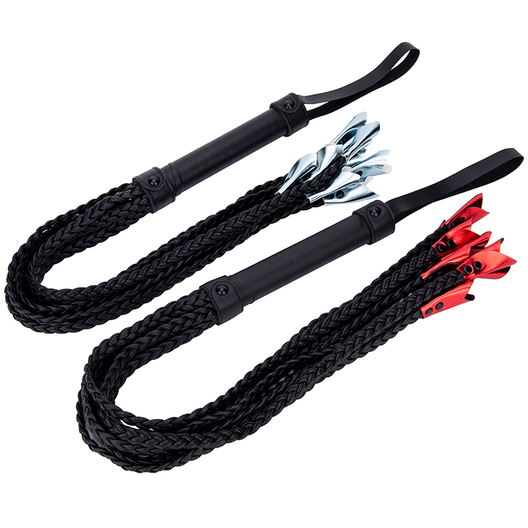Sensual PU Leather Horse Harness Bull Whip with Spanking Tassel Handle for BDSM Bondage