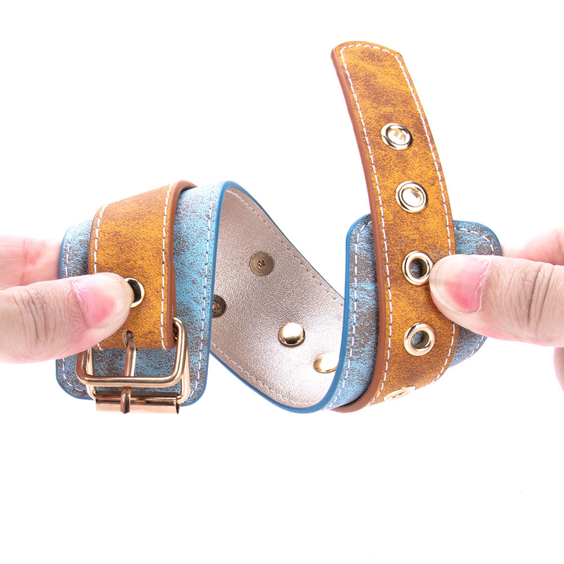 Advanced 3PCS Denim Blue BDSM Restraint Fetish Foot Cuffs Restraint Bondage Fetish Set for Female Play