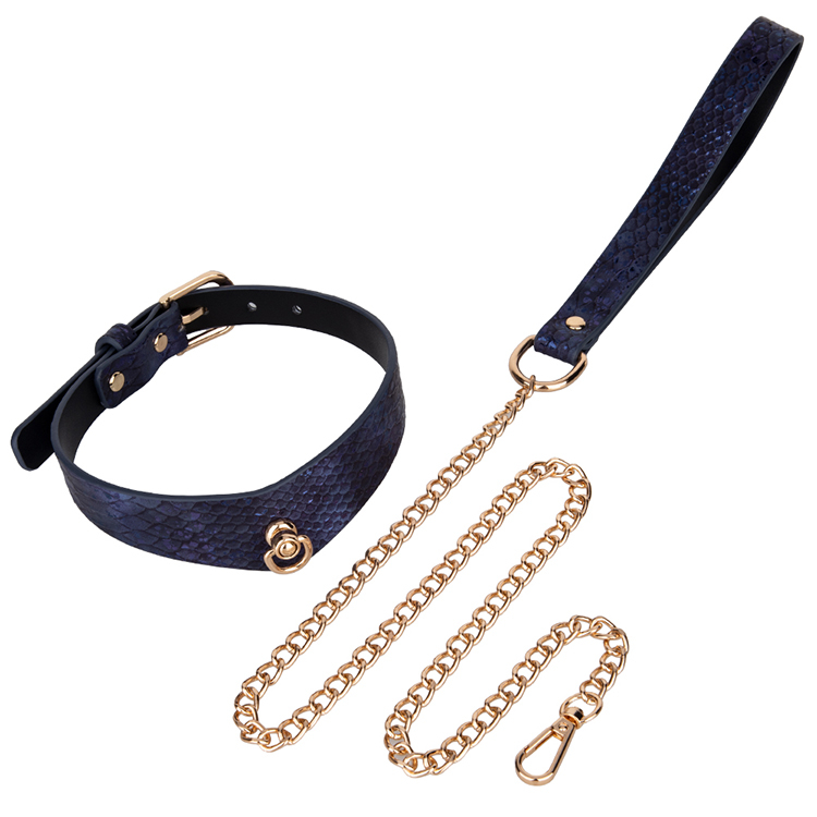 Top Snake Pattern PU Leather Bondage Collar Restraint Neck Collar for Couples' BDSM Exploration