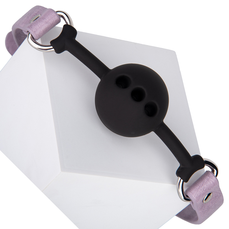 Adult Sex Toys for Fetish and Couples Purple Silicone SM Seat Belt Mouth Plug Ball and PU Leather SM Toys