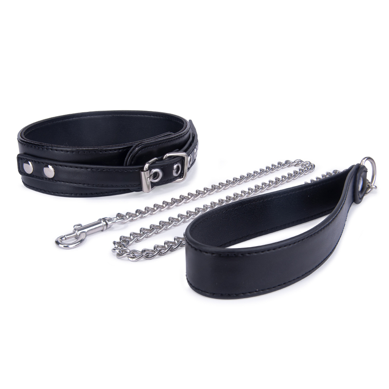 Gothic Female Bondage Kit with Adjustable Collar and Chain for Adult Play