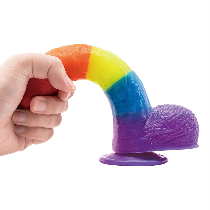 Colorful Rainbow Soft Jelly Real Penis Dildo Female Masturbation 