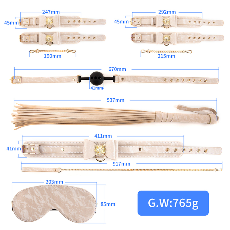 Hot 6Pcs/set Sex Toys For Woman PU Leather SM Sex Bondage Set Hand Cuffs Footcuff Whip Rope Blindfold Erotic Sex Toy For Couple