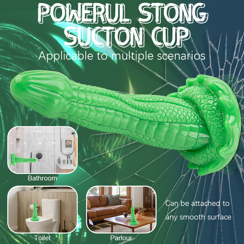 Snake Pattern Flexible Silicone Alien Penis Dildo Lifelike Cock with Strong Suction Cup for Women's