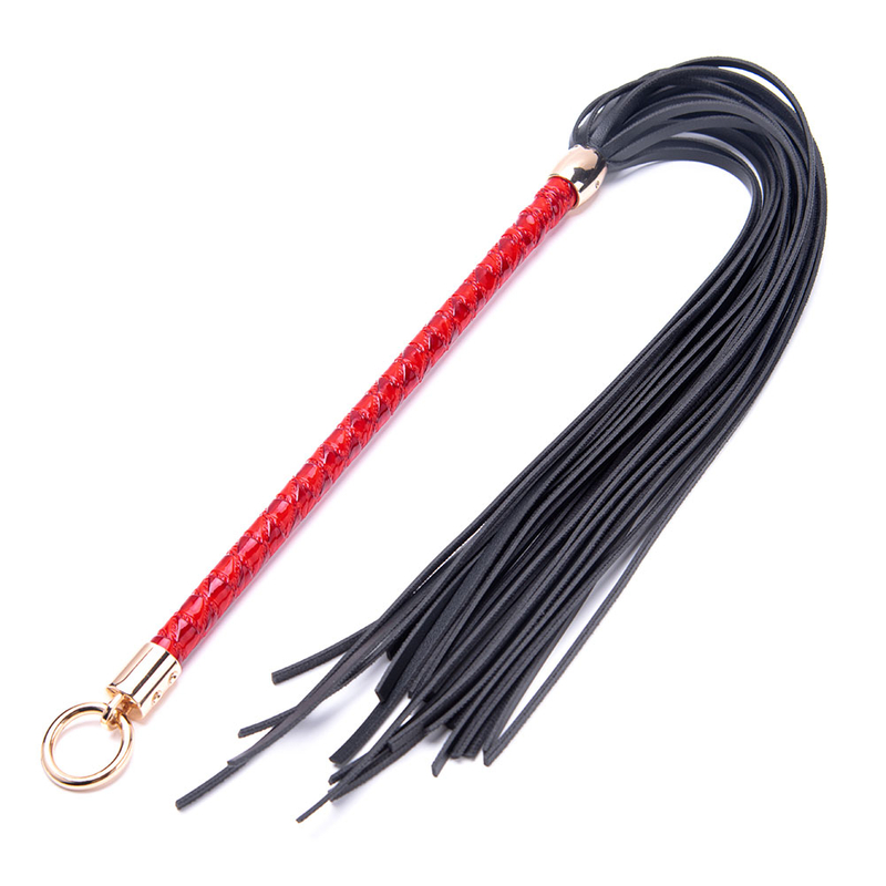 PU Leather Horse Harness Bull Whip with Spanking Tassel Handle for BDSM Sex Bondage Toy