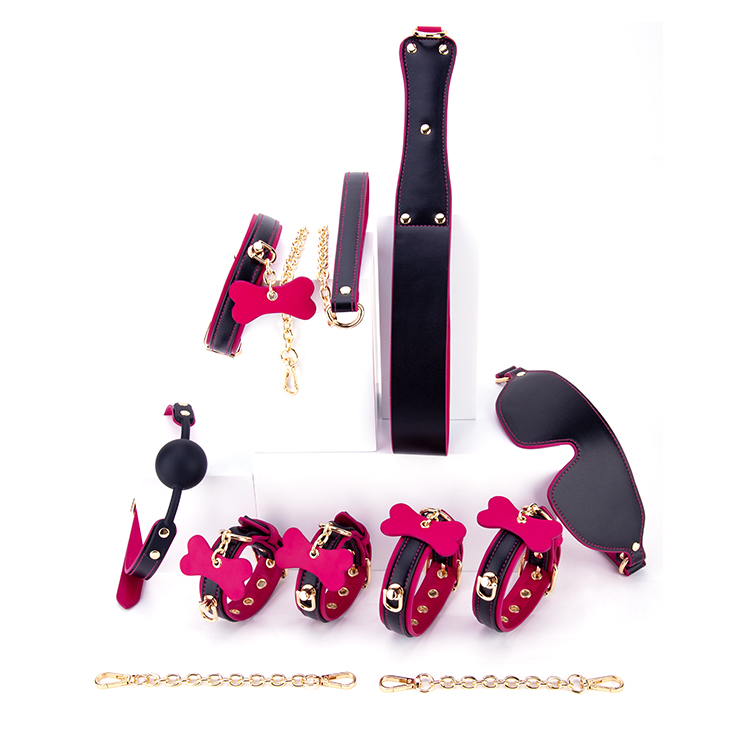 6PCS Purple and Black BDSM Adult Cosplay Bondage Set 6 Piece Collection for Couples' Flirting and SM Adventures