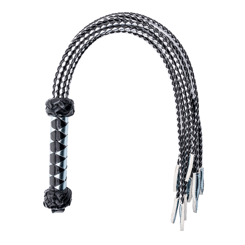 Black and Sliver Flog Style Beautiful BDSM Heart Passion PU Leather BDSM Whip