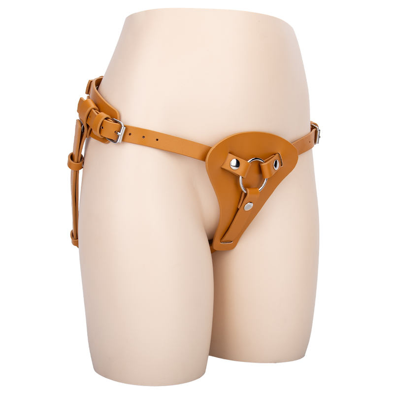 Women's Soft Leather Pants with Silicone Base for Intimate Pleasure