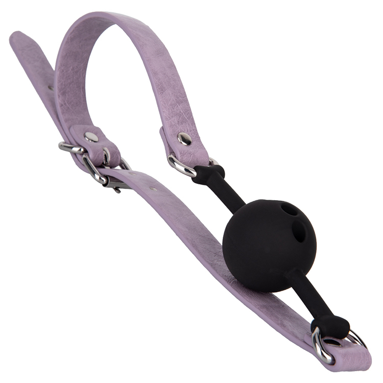 Adult Sex Toys for Fetish and Couples Purple Silicone SM Seat Belt Mouth Plug Ball and PU Leather SM Toys
